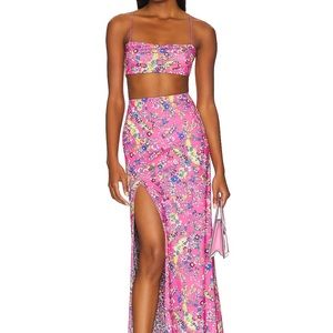 Katy Reversible Midi Skirt Set in Pink Paisley
